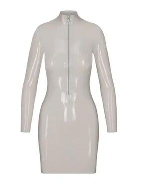 SKIMS Grey Long Latex Bodycon Dress